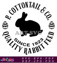 Black Cottontail Rabbit Logo with Text SVG