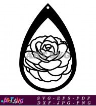 Black Outline Of A Single Rose Vector SVG