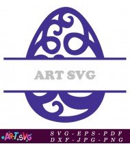 Purple And White Easter Egg With Monogram SVG