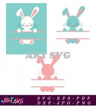 Baby Bunny In Pink For Easter Monogram SVG