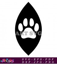 Black Paw Print With White Outline Template SVG