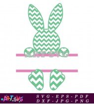 Green And White Easter Bunny Earring Design SVG