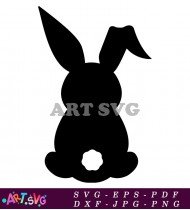 Black Bunny Silhouette for Monogram Earring SVG