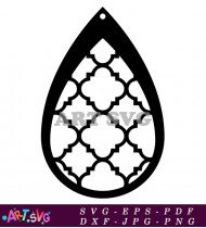 Black Earring with Moroccan Geometric Pattern SVG