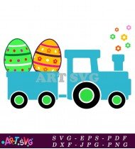 Easter Train Design With Eggs And Flowers Svg SVG