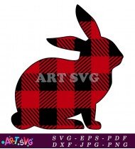 Plaid And Black Easter Bunny Svg Design SVG