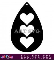 Black Silhouette Of Three Heart Design SVG