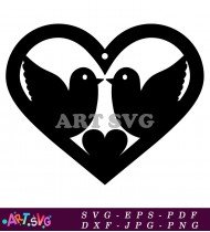 Love Birds In A Heart Shape Design SVG