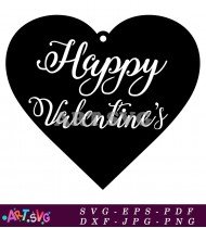 Black Heart With Happy Valentines Text SVG