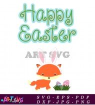 Happy Easter Fox Bunny Kids Design SVG 1