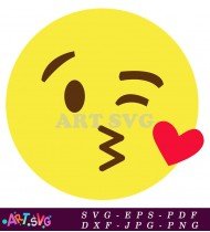 Yellow Winking Face Emoji Love Heart SVG