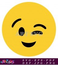 Yellow Wink Emoji Cute Cartoon Style SVG