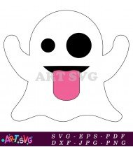 White Ghost Emoji Cartoon Character SVG