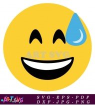 Yellow Emoji Smiling With Sweat Droplet SVG