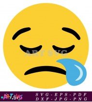 Emoji With Closed Eyes And Tear Droplet SVG