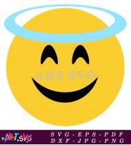 Yellow Emoji Face With Halo And Smile SVG