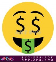 Yellow Smiley Emoji With Dollar Bills Money SVG 1