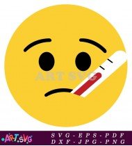 Thermometer Sad Emoji Face Cartoon SVG