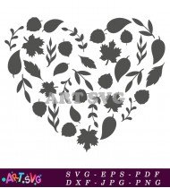 Fall Leaves Heart Shape Autumn Decor Design SVG