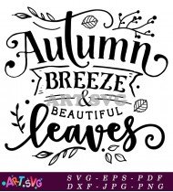 Autumn Breeze Beautiful Leaves Fall Wreath Svg SVG