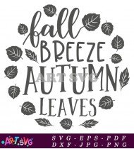 Fall Breeze Autumn Leaves Decor Printable Design SVG