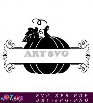 Printable Black Pumpkin Split Design Vector SVG