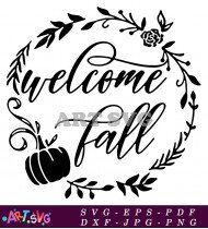 Welcome Fall Pumpkin Wreath SVG