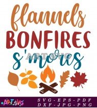 Flannels Bonfires S'mores Autumn Design SVG