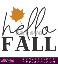 Hello Fall with Autumn Leaves Decoration SVG