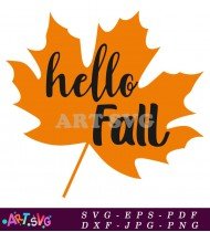 Hello Fall with Autumn Leaves Sign SVG