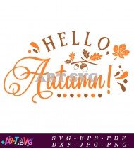 Hello Autumn Fall Leaves and Acorns Design SVG 2