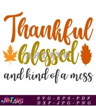 Thankful Blessed Fall Autumn Graphic Design Art SVG