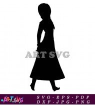 Black and White Silhouette of Frozen Character SVG