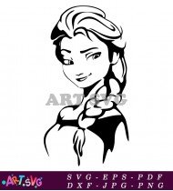 Elsa from Frozen in Black and White SVG