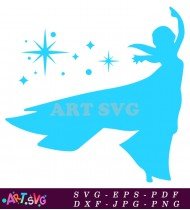 Elsa Frozen Silhouette Clipart With Sparkle SVG