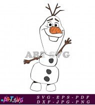 Cute Snowman Olaf From Frozen Cartoon Clipart SVG