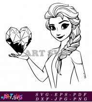 Elsa Frozen Cartoon Character With Black Hair SVG