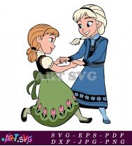 Frozen Elsa Anna Sisterly Cartoon Character SVG 1