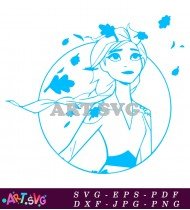 Frozen Elsa Cartoon Character Black and White SVG