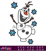 Frozen Olaf Cartoon Character Black and White SVG 1