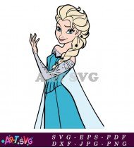 Elsa Frozen Cartoon Character Drawing Blue Dress SVG 1