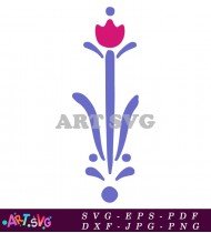 Blue Flower with Curly Vines in White Background SVG