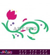 Green Curly Vines with Purple and Yellow Details SVG