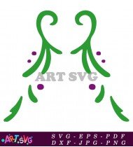 Green Curly Vines with Purple Flowers in White Background SVG