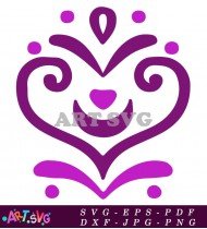 Purple and Pink Heart Floral Design in White Background SVG