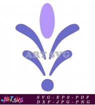 Blue Flower with Stem and Purple Center in White Background SVG