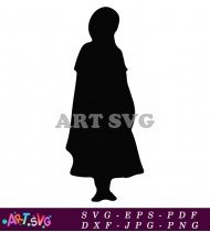 Black Silhouette Woman with a Hat in White Background SVG