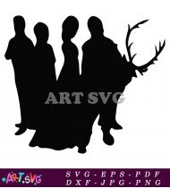 Black Silhouettes of People in White Background SVG