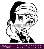 Princess Elsa Frozen Face With Snowflakes SVG