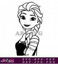 Frozen Cartoon Elsa In Winter Dress SVG